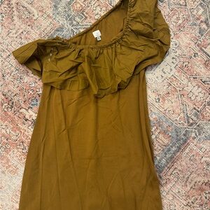 Target One-Shoulder Ruffle Dress in Mustard Yellow